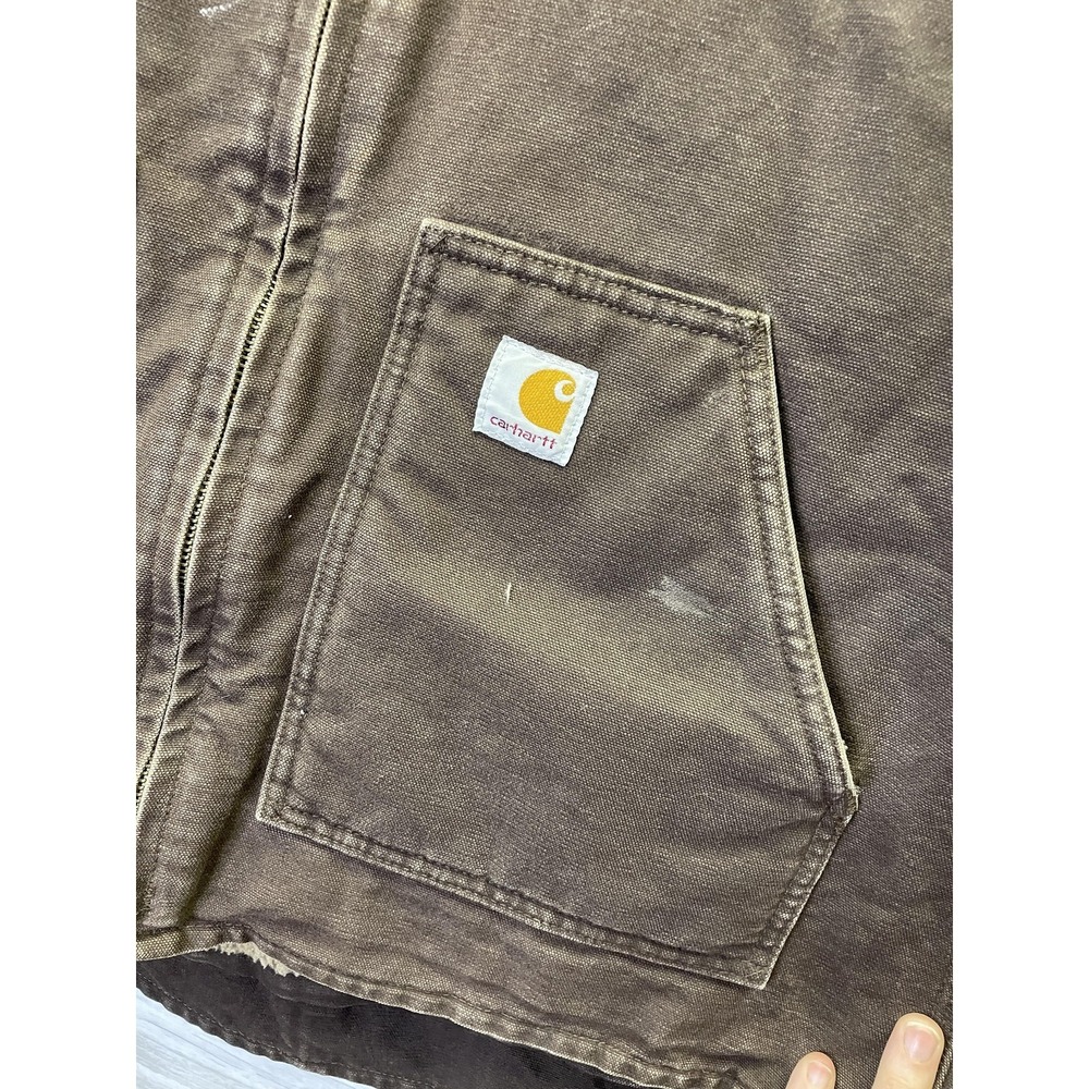 Carhartt Jacket Womens L Brown Canvas Insulated Lined Full Zip Pockets WJ022 DKB - Picture 3 of 10